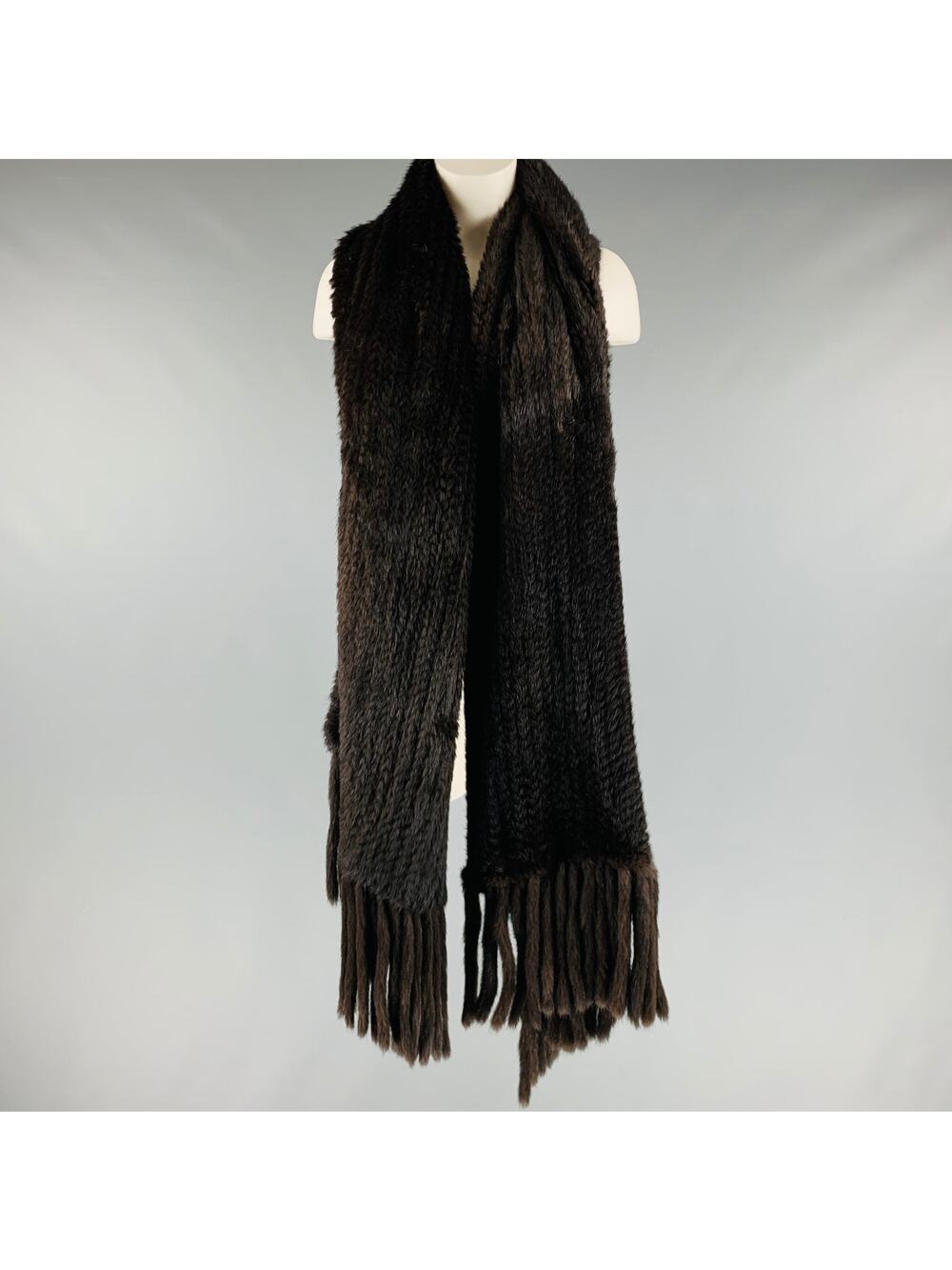 TRILOGY Brown Woven Mink Fur Scarves